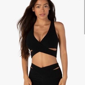 Beyond Yoga That’s a Wrap Cropped Tank, Size Small in Color Darkest Night